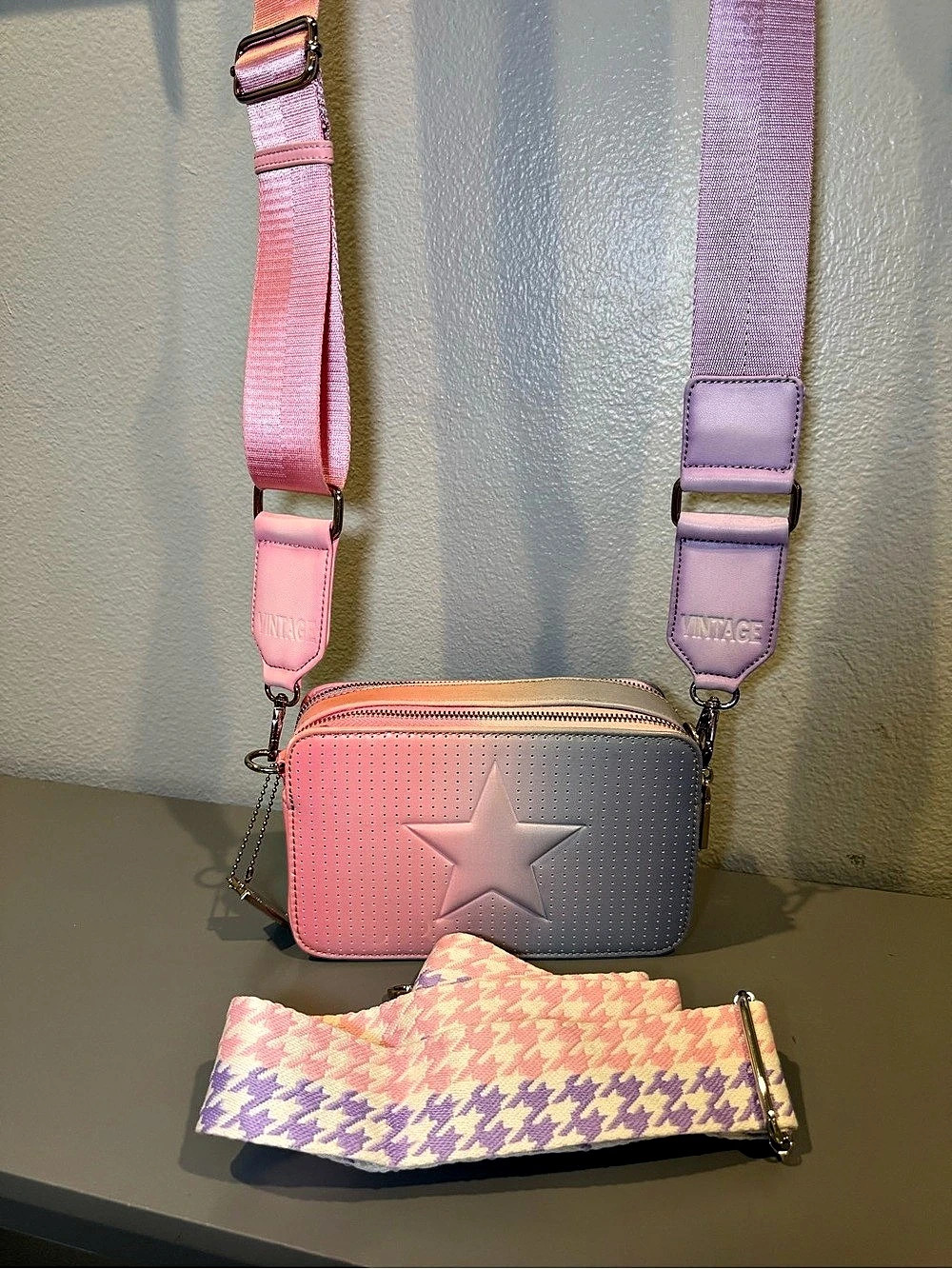 Vintage Havana Pink & Purple Crossbody Bag Like New